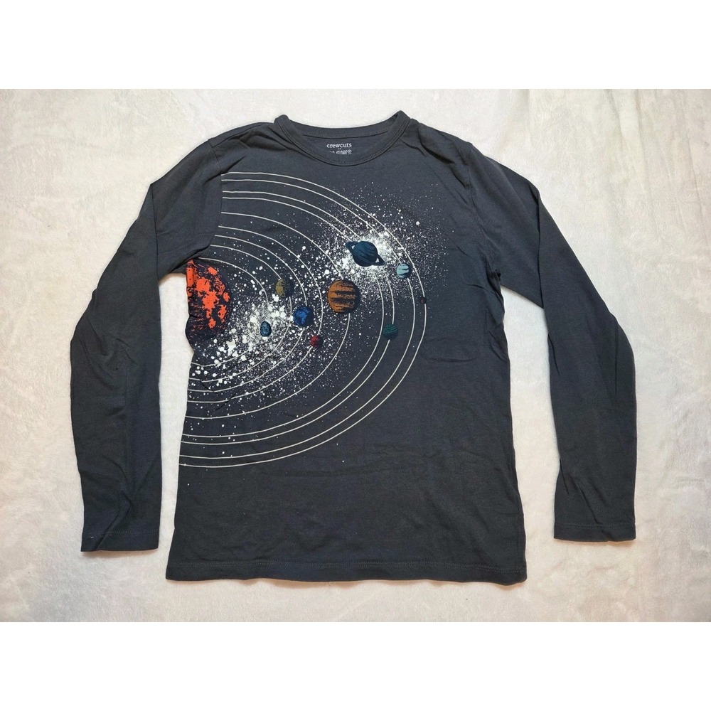 278 Crewcuts J.Crew Boys L 10-11 Solar System Glow Long Sleeve Tee
